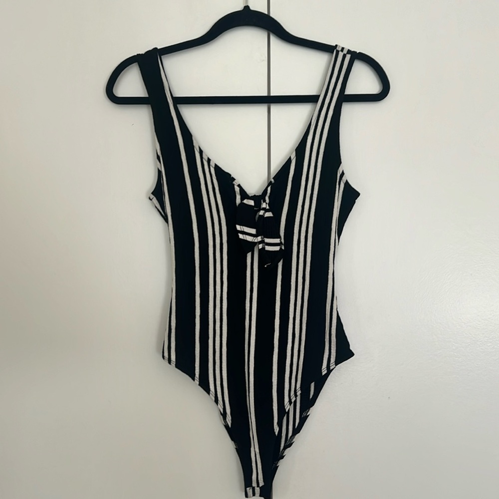 Black and white striped bodysuit